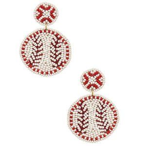 BNWT Brand New Beaded Baseball Earrings Dangle Baseball Iconic Earrings